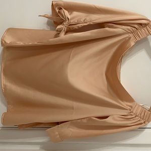 Off the shoulder satin peach top